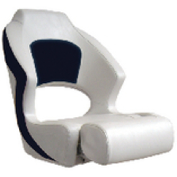 Springfield Marine Springfield Deluxe Sport Flip Up Seat; White/Navy 1043251